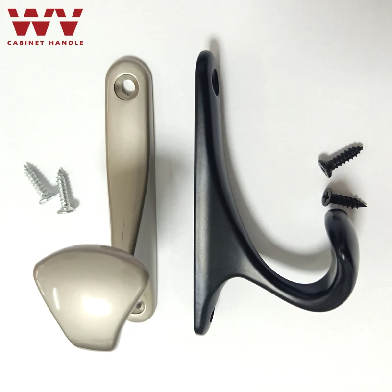 WV Black Bathroom Accessories Coat Hooks Wall Kitchen Cabinet Storage Coat Hanger Cloth Hook Decoration Wall Hook Hardware
