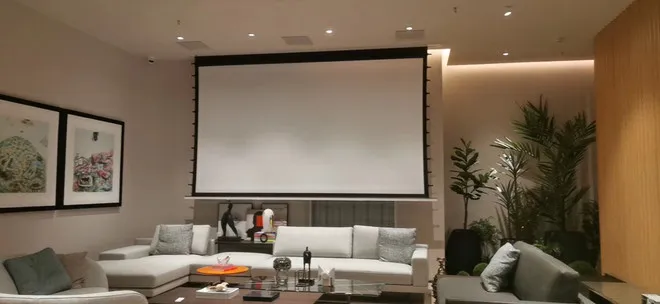 KTSHBCA 4K Woven Akustisch Transparent Stoff Sound Max 8K In-Decken Motorisierte Tab-Gespannt Projektor Bildschirm – Detail 29