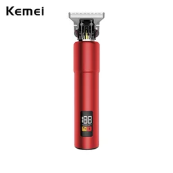 Kemei 10w LCD Display Cordless Rechargeable T-Blade Men Hair Trimmer USB Type-C 0mm Zero Gapped Baldhead Shaver Barbershop Home