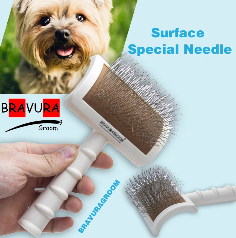 Curved Steel Needle Comb for Pet, Beauty Supplies, Cat and Dog Hair, Pet Brush, Groomer