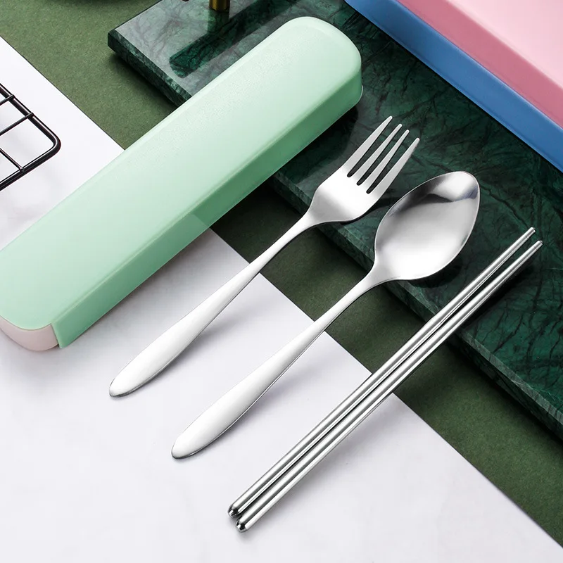 Stainless steel portable cutlery set fork spoon chopsticks three-piece advertising promotion gift giveaway