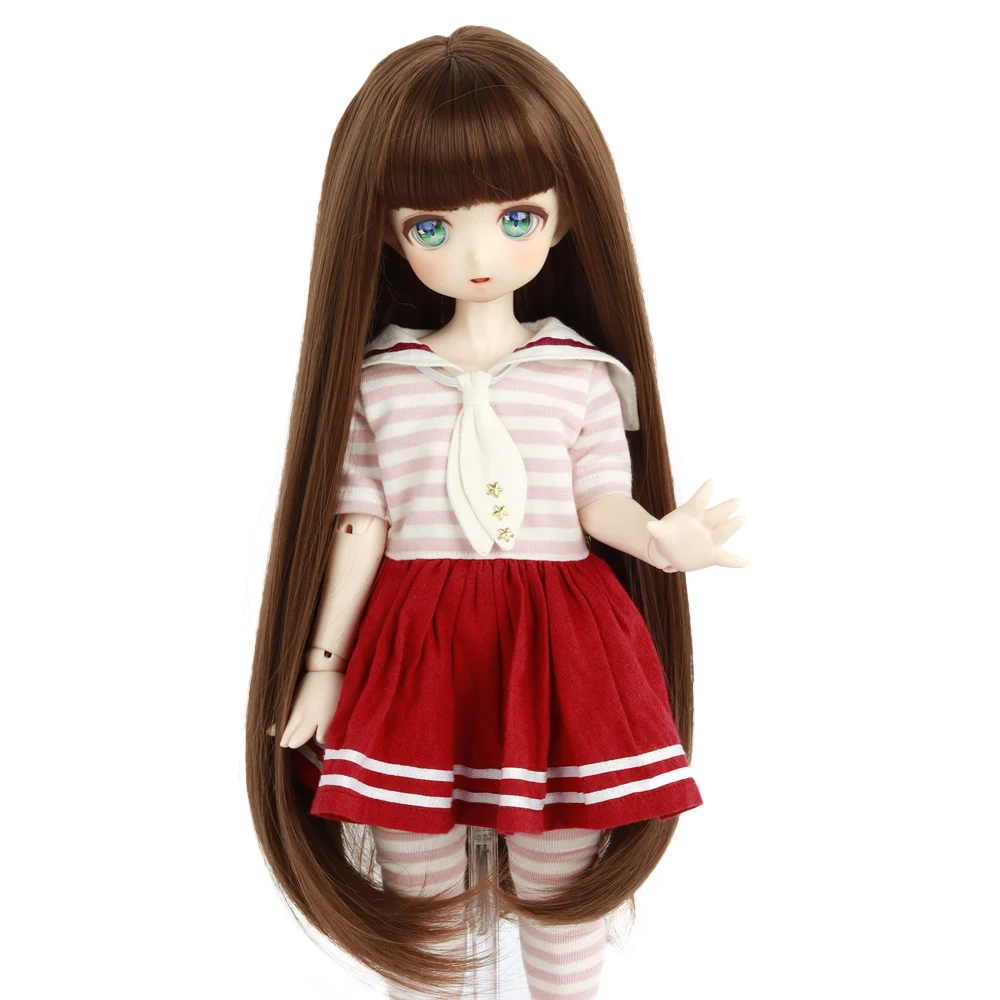 MUZIWIG 1/3 BJD/SD Doll Hair Wig Dolls Accessories Natural Color Long Bangs Straight Hair Soft Fiber Wig For Girl DIY Doll