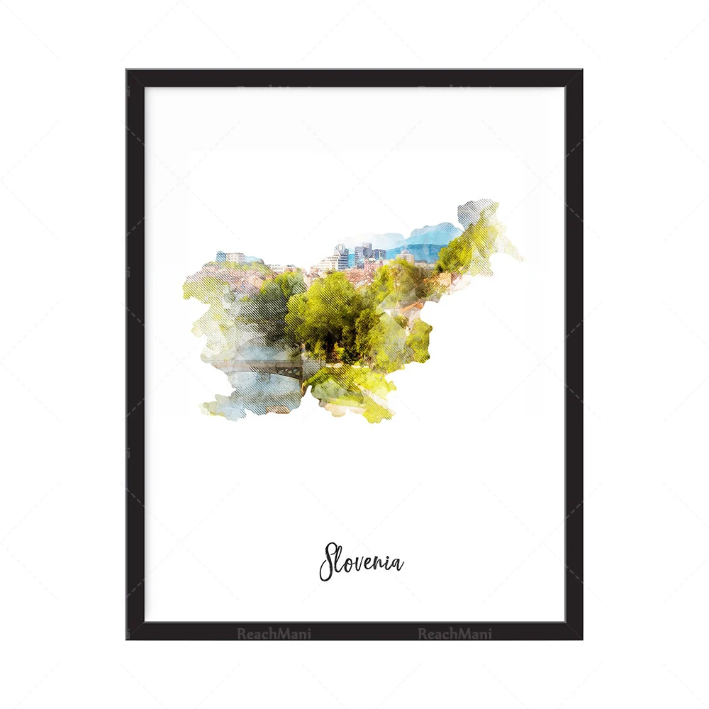 Bhoutan aquarelle carte imprimer - état, carte pays, carte, voyage, impression, affiche murale Art Home Decor grand mur Art Gicl