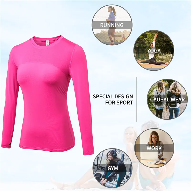 Better Quality Long Sleeve T-shirts Women Yoga Gym Compression Tights Sportswear Fitness Quick Dry Running Tops Body Shaper Tee