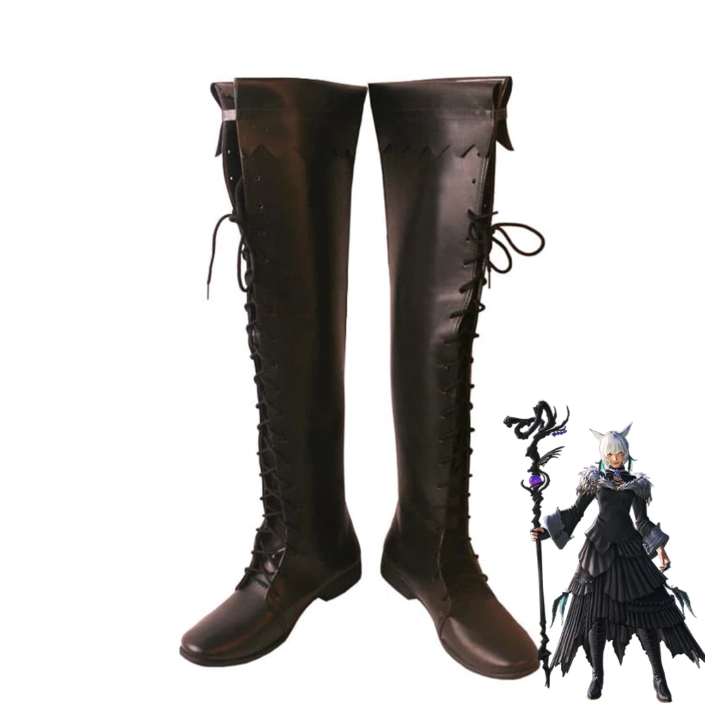 Yshshtola sapatos cosplay final fantasia xiv ff14 botas longas