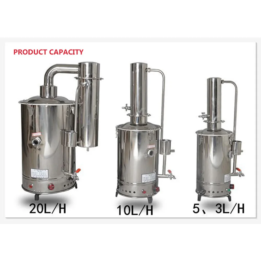 10L/H Electric Water distiller Stainless steel distilled heating water generator Distilled water device with 2M pipe