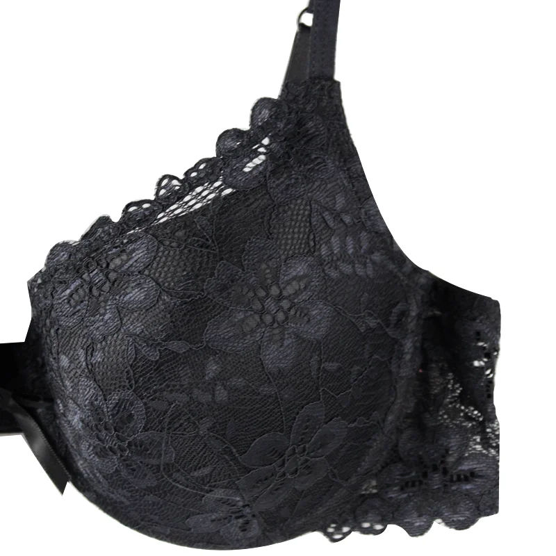 Mierside 243-133 Push Up Bra Beautiful Flower Lace Bras Of women Black/White Sexy Lingerie 3/4 CUP 32/34/36/38 B/C/D/DD