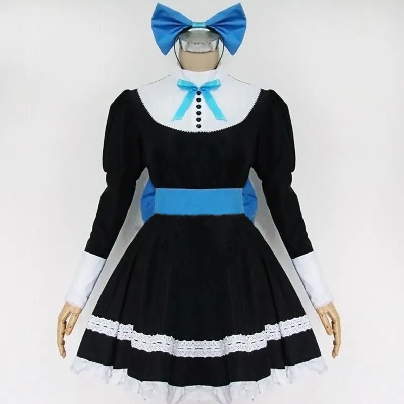 Panty & Stocking With Garterbelt Heroine Anarchy Stocking Black Dress Cosplay Costume Japanese Anime Maid Lolita Dress Halloween