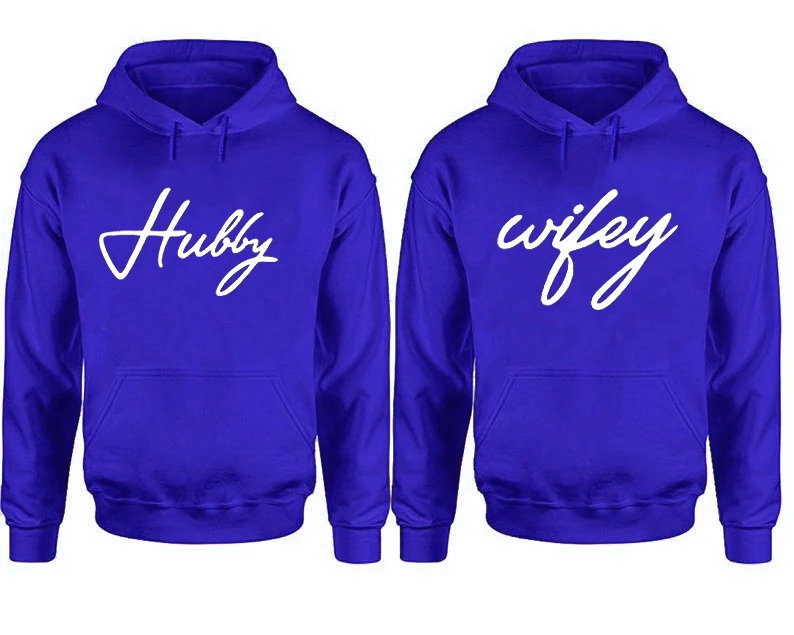 Hubby and Wifey Couple Valentine Day Classic Streetwear Pink Clothing Womens Hoodies Matching Sweatshirt