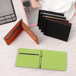 1Pc PU Leather Money Clips Sollid Thin Wallet Men Wallet Short Skin Wallets Purses Coins Pocket Business Wallet For Men Purses