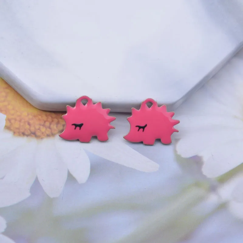 30 Stück 16*13mm Kupfer Niedliche Tiere Beidseitig Emaillierte Igel-Anhänger DIY Ohrring-Anhänger – Detail 9