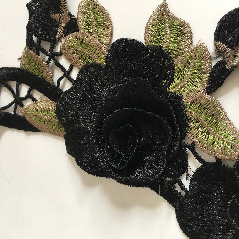 Black and white lace fake collar sewing ladies chest applique fabric embroidery DIY clothing accessories 1 piece for sale