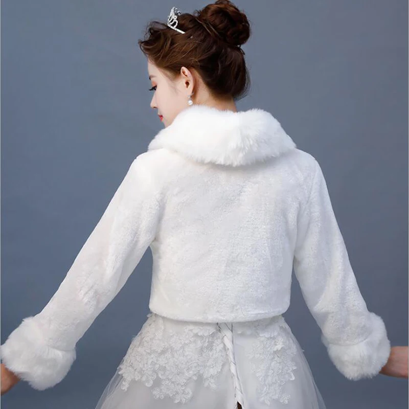 Heißer Faux Pelz Herbst Winter Hochzeit Jacken für Braut Damen Mantel Voll Gezeichnet Feder Shrug Warme Pelz Mantel