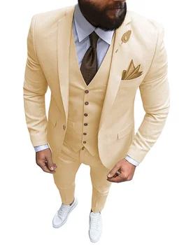 Men Suits Prom Tuxedo Slim Fit 3 Piece Groom Wedding Suits For Men Custom Blazer Terno Masuclino 3 Pieces (Jacket + Vest + Pant) 4 Men Suits Prom Tuxedo Slim Fit 3 Piece Groom Wedding Suits For Men Custom Blazer Terno Masuclino 3 Pieces (Jacket + Vest + Pant) 4