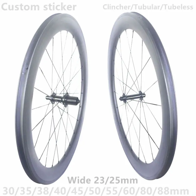 Cheap carbon wheels 30mm 35mm 38mm 40mm 45mm 50mm 55mm 60mm 80mm 88mm bicycle wheels wide 23/25mm 700C road bike carbon wheelset