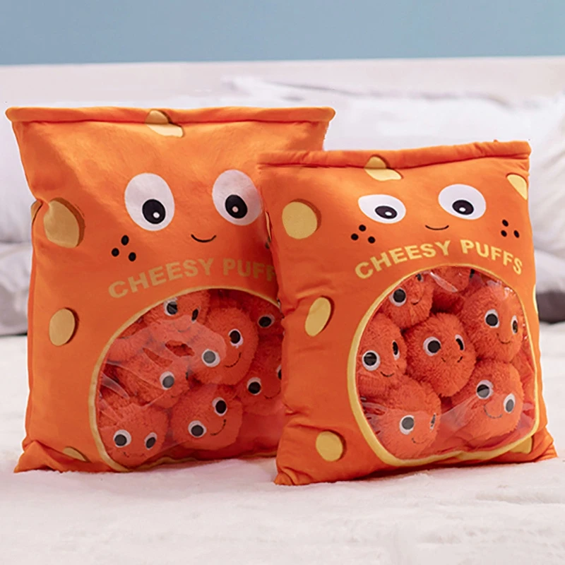 

6pcs 9pcs A Bag Of Puff Cake Plush Toy Orange Snack Plushie Pudding Animals Ball In Bag Stuffed Mini Puff Toy Huggable Kids Gift