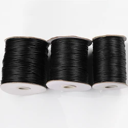 10 Yard 1mm 1.5mm 2.0mm Black Leather Cord Waxed Cotton Thread Strings Necklace Bracelets Rope for Jewelry Making DIY Findings