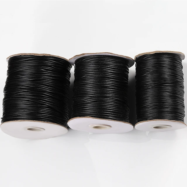10 jardów 1mm 1.5mm 2.0mm Czarny skórzany sznurek Woskowana nić bawełniana Sznury Naszyjnik Bransoletki Lina do tworzenia biżuterii DIY Findings