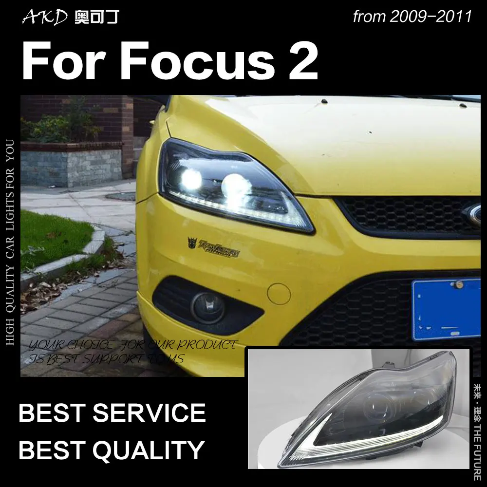 AKD Car Styling for Ford Focus Headlights 2009-2011 Focus 2 LED Headlight Dynamic Signal Led Drl Hid Bi Xenon Auto Accessories