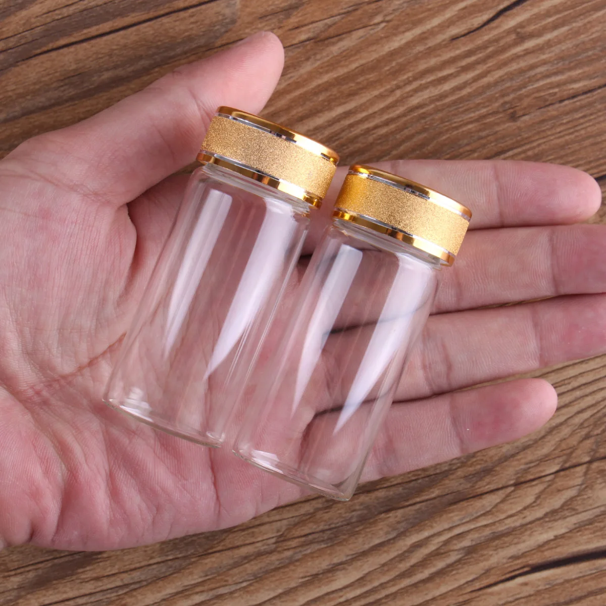 5pcs 30ml 30*70mm Glass Perfume Bottles with Golden Frosted Caps Potion Bottles Glass Bottle Glass Vials for DIY Wedding favors