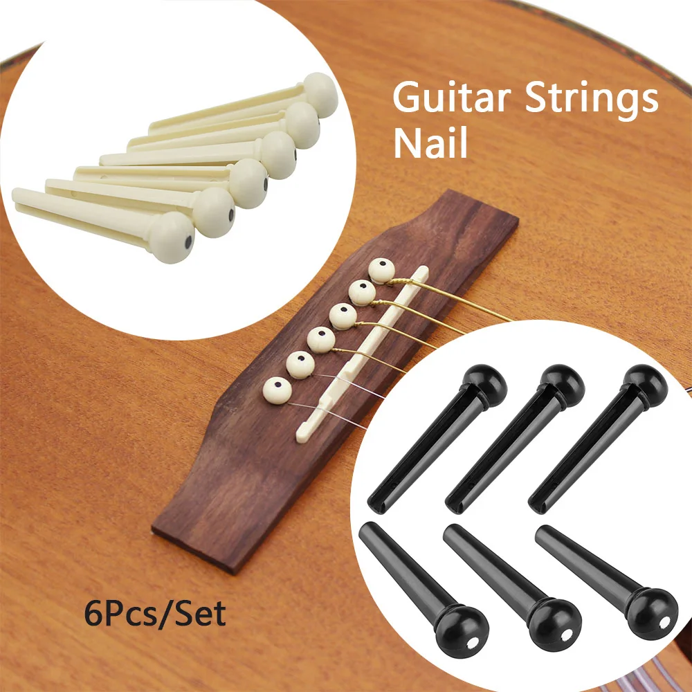 M MBAT 6pcs Tuning Tone Pegs Sustain String Nail Fixed Durable Acoustic Guitar Bridge Pin Replacement Parts Musical Instruments