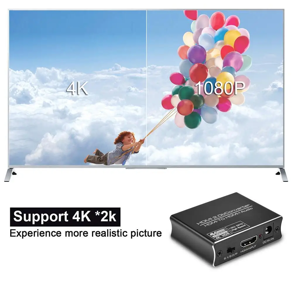 Adaptador de áudio hdmi 1080, 4k/30hz, 3.5 p, 2.0mm + spdif, conversor para ps5, 4 pc, laptop, reprodutor hd