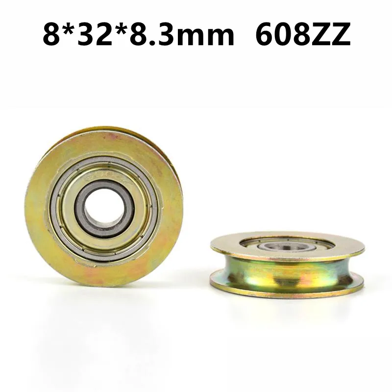 

10pcs/50pcs U Groove Guide Wheel 8*32*8.3mm 608ZZ Steel Pulley Rope Wire Conductor Roller 8x32x8.3mm