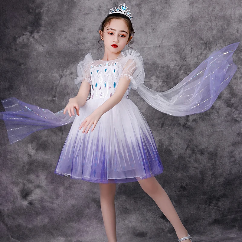 

Ruifglasb Princess Elza 2 White Princess Dresses Girls Sequined Costume Summer Clothes Pageant Frocks Snow Queen Party Dresses