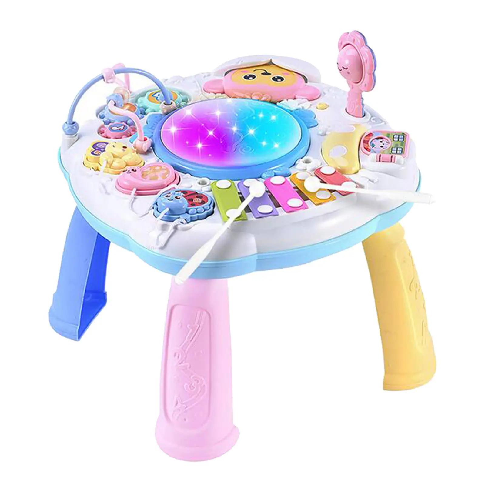 Infants Musical Instrument Learning Table Baby Early Educational Kids Study Activity Center Music Puzzle Game Piano Drums Toys