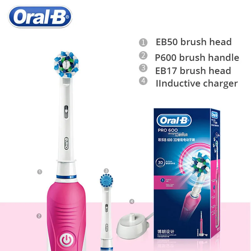 Oral B Sonic Elektrische Zahnbürste Pro600 Wiederaufladbare Rotierenden Oral Hygiene 3D Zahn Pinsel Kopf Oral Tiefe Sauber Empfindliche Pflege