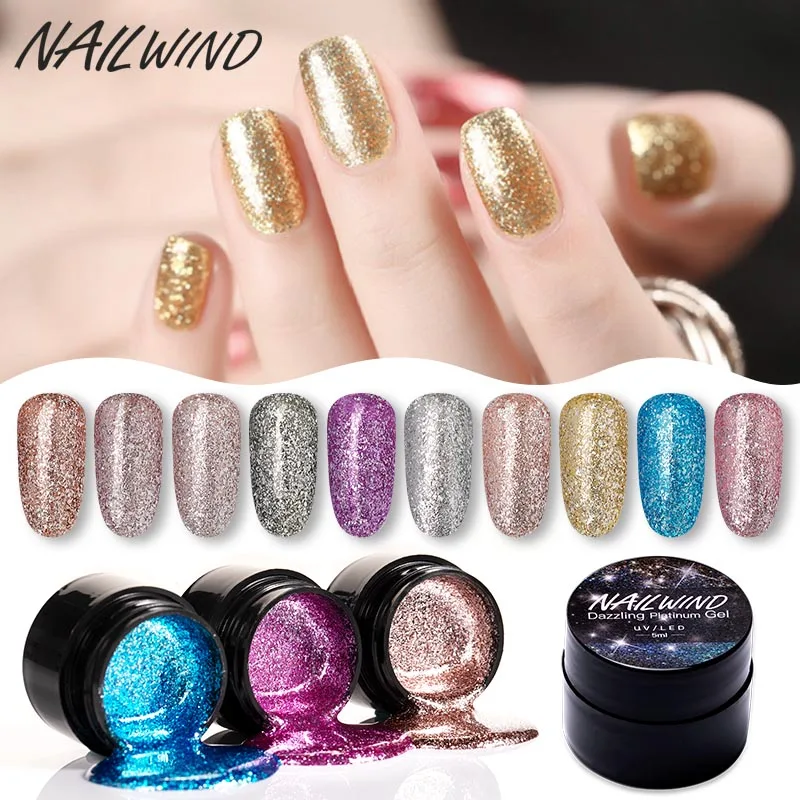 NAILWIND เล็บภาพวาด Glitter เพชรเจลเล็บ Hybrid กึ่งถาวรฐานศิลปะตกแต่งเล็บเจลเล็บ