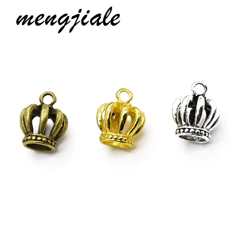 12Pcs  Hot  Sell  Vintage  Metal  3D Crown  Charms  Pendant  For  Jewelry Making  DIY Handmade Craft