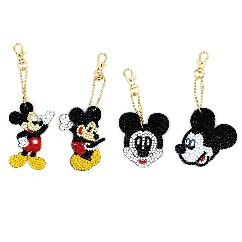 Disney 5D diament malarstwo brelok specjalne Rhinestone kreskówka myszka miki Minnie haft DIY zestawy rzemieślnicze klucz łańcuszek na akcesoria