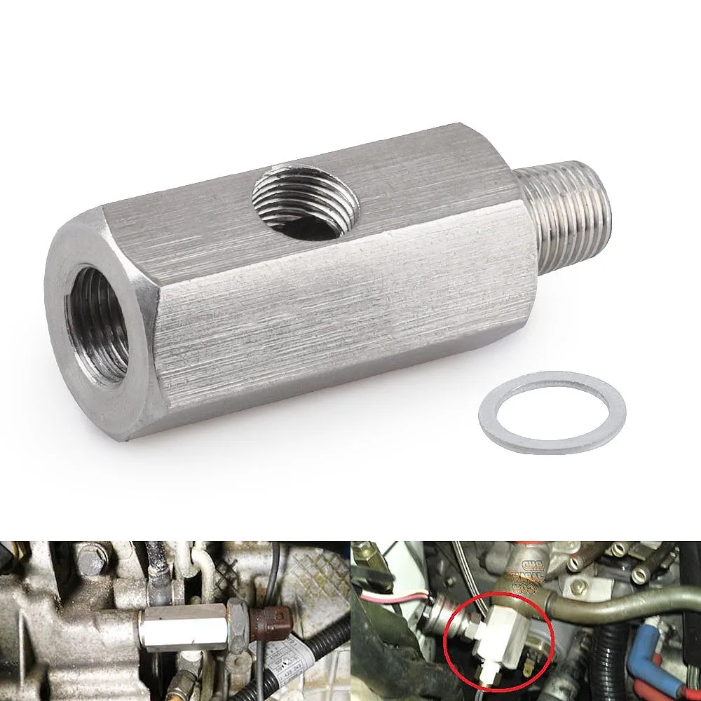 

1/8'' BSPT Stainless Steel Oil Pressure Sensor Oil Tee Adapter Fitting To NPT Turbo Feed Line Gauge T