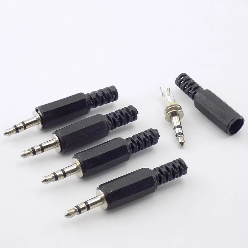 5/10 Uds 3,5mm 2/3 polos 4 polos conectores de Audio mono estéreo Jack enchufe auriculares adaptador macho 3,5mm 3,5 macho enchufe terminales de cable