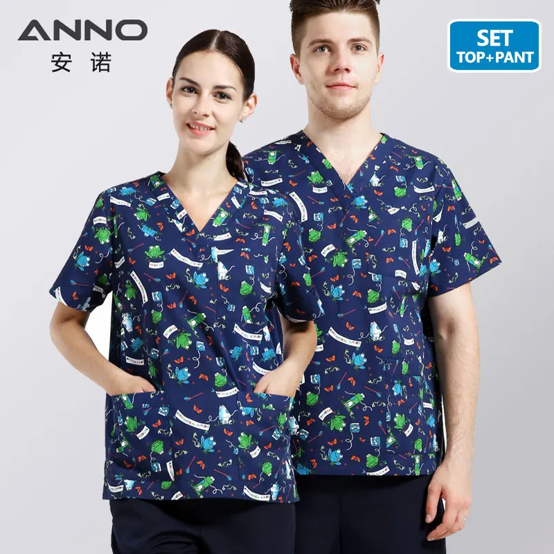 

ANNO Medical Hospital Staff Scrubs Set Nursing Uniform for Male Female Dental Clinic Supplies Nurse Surgical Work Clothing