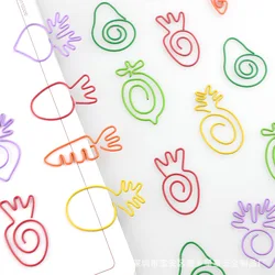 100Pcs Cartoon Cute Paperclip Carrot Lemon Avocado Pineapple Shape Note Paper Clip Office Stationery