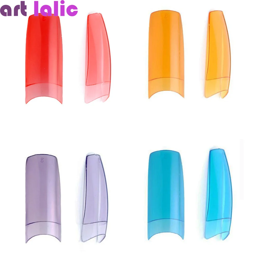 False acrylic UV gel nail tips, 10sizes, transparent color, French style, 500PCs