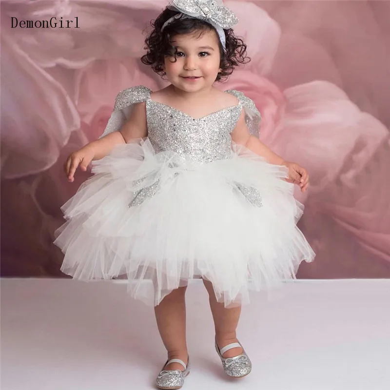 Abito da festa per bambini Glitter Puffy Little Princess Birthday Dress Cap Sleeve Baby Girl Dress 2021 cerimonia di capodanno