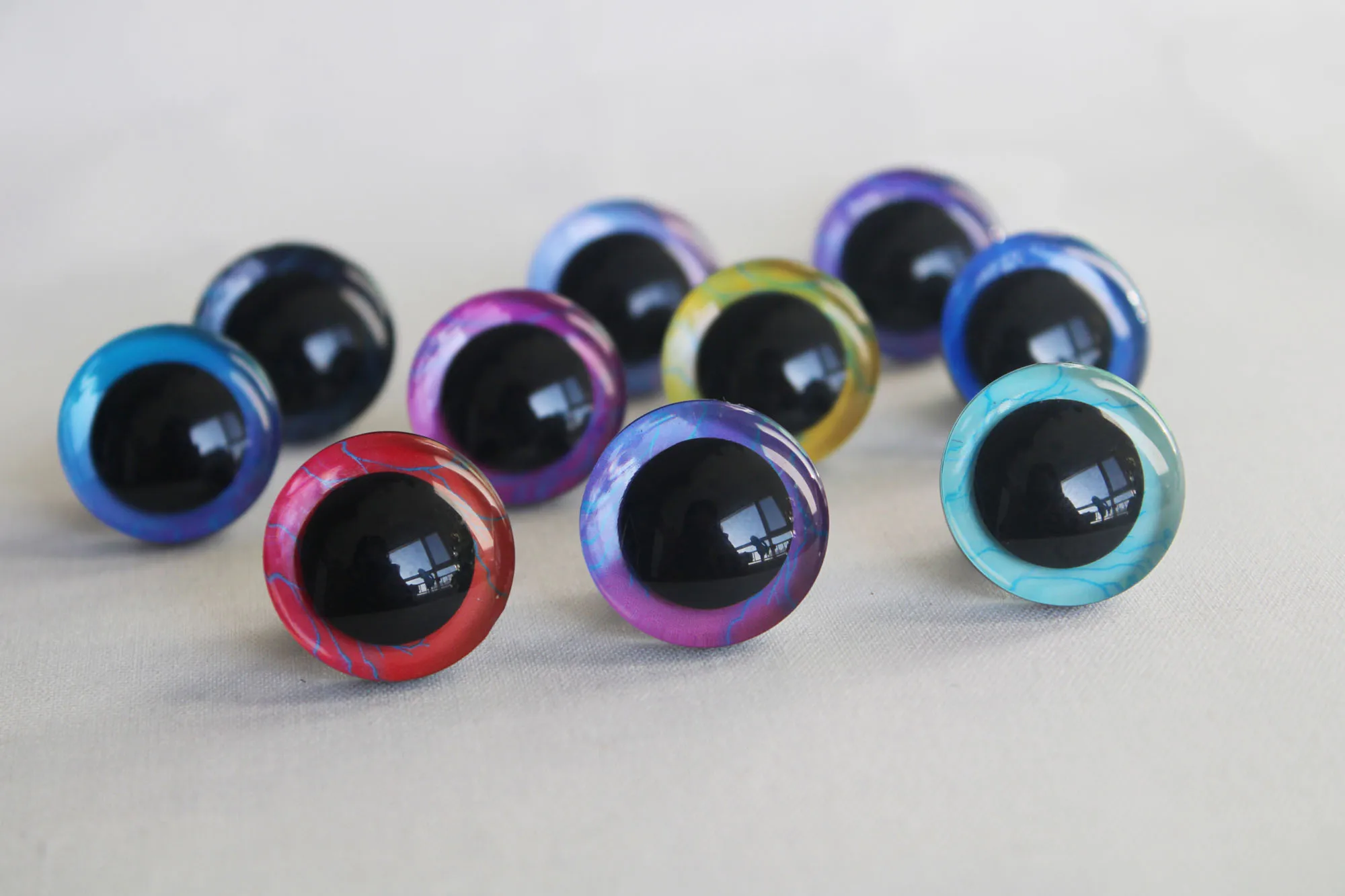 

NEW Customiz 20pcs 9 12 14 16 18 20 25 30 35mm New 3D Colorful Toy Eyes + Back Washer for Diy Plush Doll--S10--COLOR OPTION