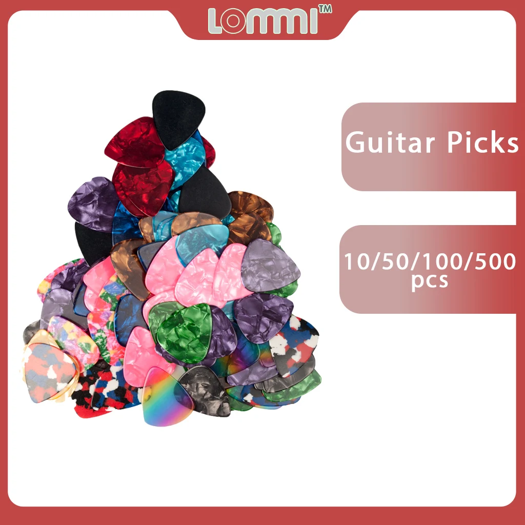 

LOMMI Acoustic Guitar Picks Plectrum Celluloid Electric Guitar Pick Bass Guitar Accessories Random Color Picks Assortment