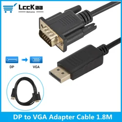 Cable adaptador DisplayPort DP a VGA, convertidor macho a macho de 1,8 m para PC, ordenador portátil, proyector de Monitor HDTV