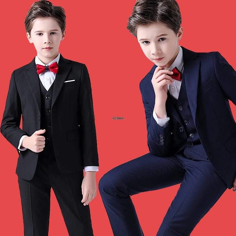 Flower Boys Formal Wedding Suit Kids Prom Party Tuxedo Blazer Children\'s Day Pinao Performance Costume school uniform 2-14T