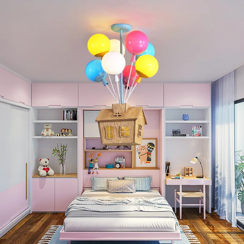 

Balloon color Nordic simple cartoon children's room iron led Chandelier 5.0
