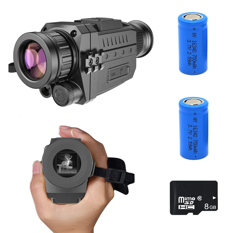 Night Vision Monocular Infrared Camera 5X35 Optics Hunting Surveillance Observation Darkness Range 250m with Free 8GB Card