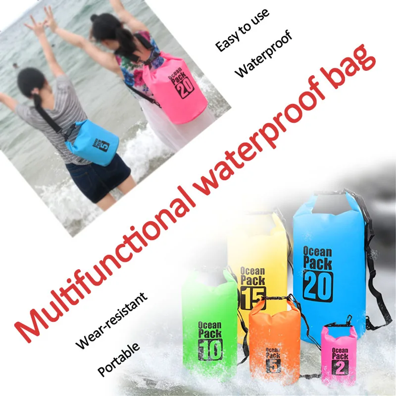 PVC Waterproof Bag 2L/5L/10L 20L Outdoor Diving Compression Storage Waterproof Bag Dry Bag For Man Women Swimming Rafting Kayak