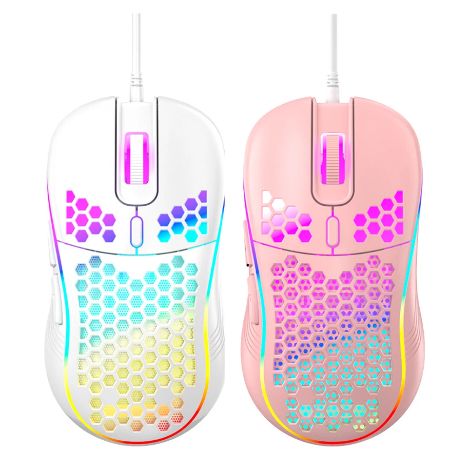 USB Wired Lightweight Gaming Mouse RGB Backlit Mouse with 6 Buttons 7200DPI Honeycomb Shell Mouse for PC Laptop Computer