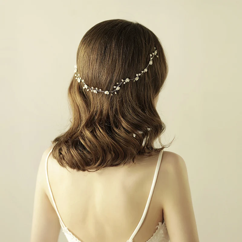 O810 Delicate süßwasser perle haar bands stirnband für braut dekoriert perlen phantasie hochzeit haar bands mit shell blume