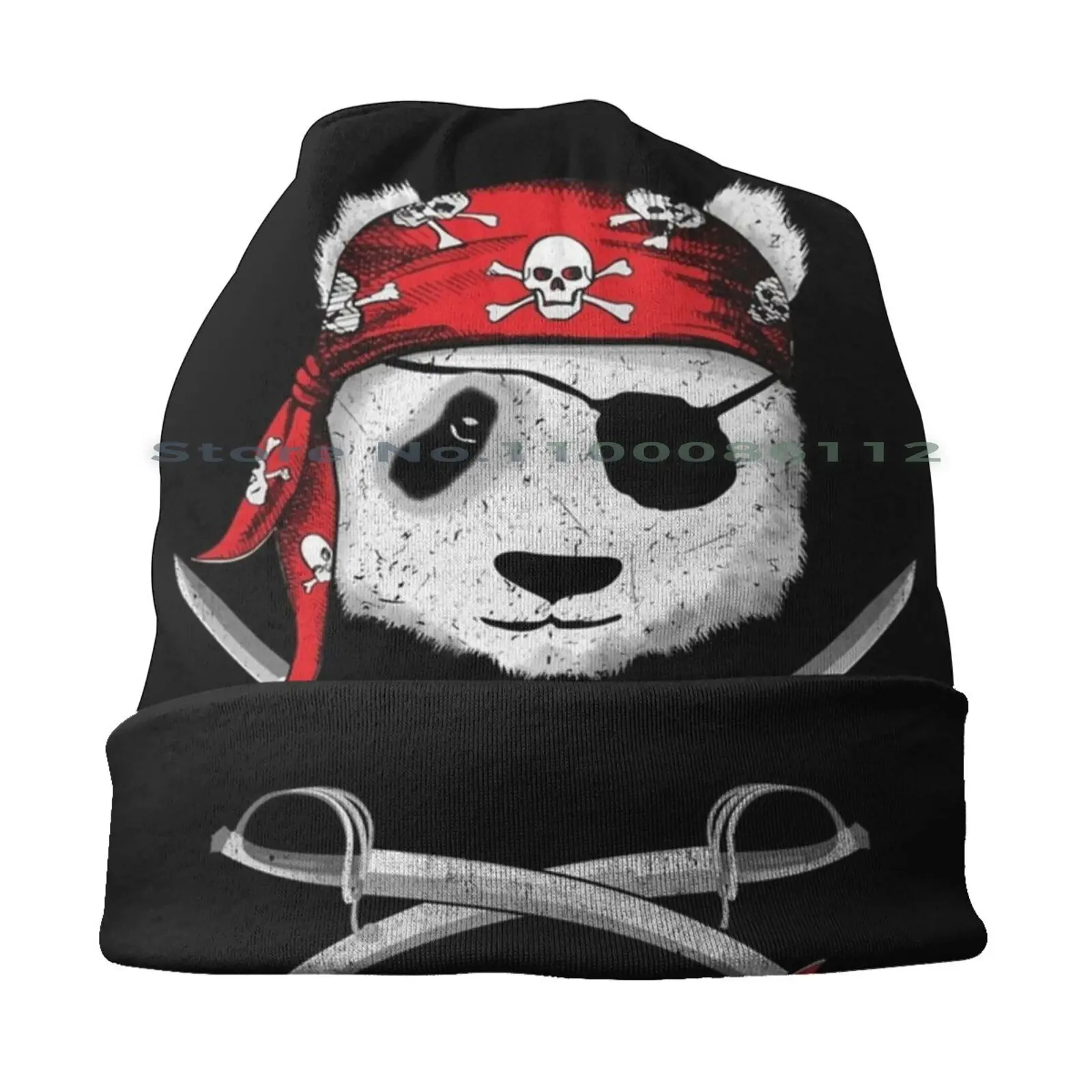 Pirate Panda With Eye Patch Beanies Knit Hat Pandas Pirates Buccaneer Jolly Roger Pirate Ship Saber Eye Patch Bandana Skull