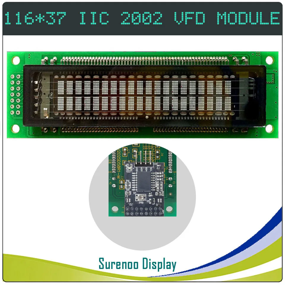 Surenoo 116*37MM 2002 20X2 202 Serial IIC I2C VFD Display Screen LCD Module Panel for Arduino